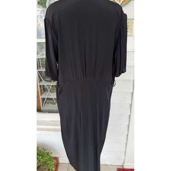 Antique 30's Black Rayon Maternity Dress AS IS TLC Size L - Picture 2 of 16